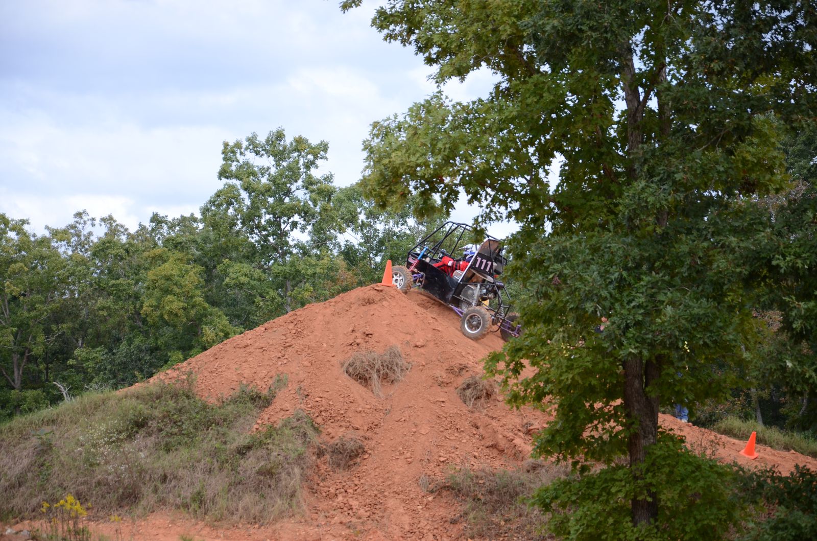 Car climbing a hill during a dynamic event